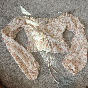 Princess Polly Floral Off-Shoulder Top Size 0